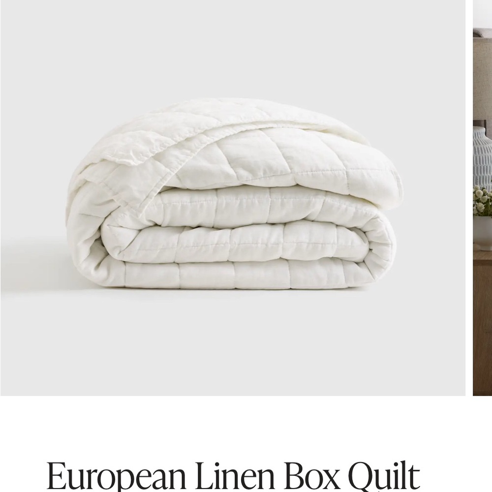 NWT QUINCE European Linen Box Quilt King White 1495